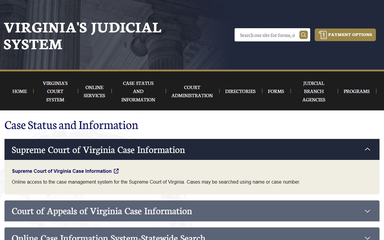 Henrico County court records after arrest Virginia Courts case information search